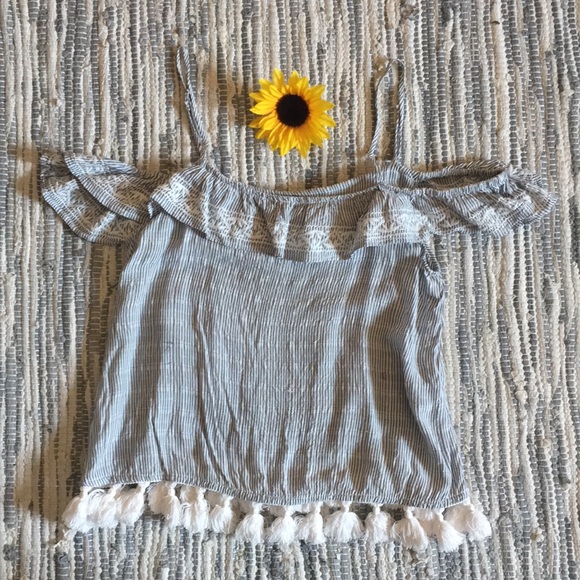 Aeropostale Tops - Off the Shoulder tassel Top